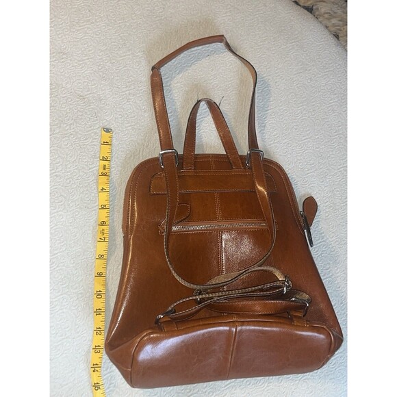 Heshe Cognac Brown Colored Leather Convertible Backpack Crossbody Gorgeous main image 5